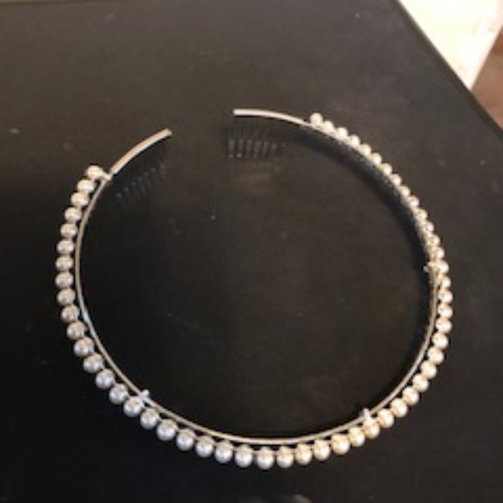 White Pearl Hair Band Wedding Bridal Tiara